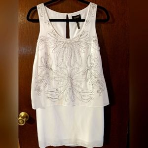 Laundry by Shelli Segal, white dress with beading, size 4